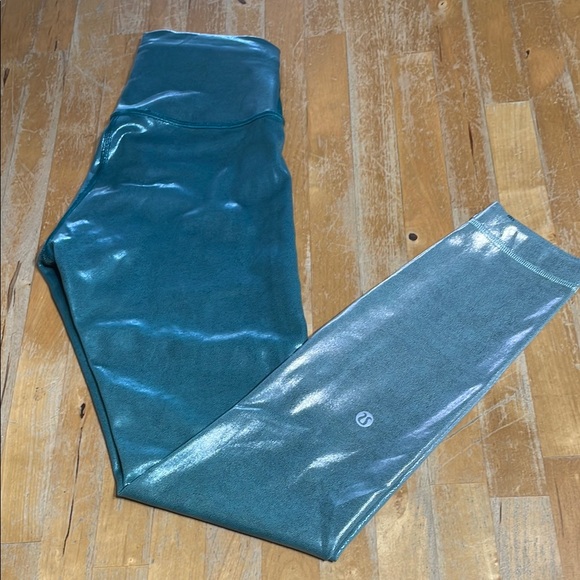 lululemon athletica Pants - Lululemon Shiny Teal foil Leggings